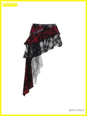 Asymmetrical Layered Ruffle Maxi Skirt Y2K Gothic Skirt